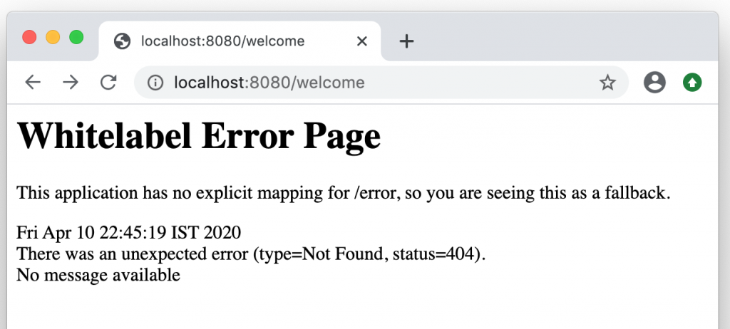 Error method not found. Whitelabel Error Page. Fallback Error. This application has no Explicit Mapping for /Error, so you are seeing this as a fallback. Ошибка. This application has no Explicit Mapping for /Error, so you are seeing this as a fallback. Перевести.